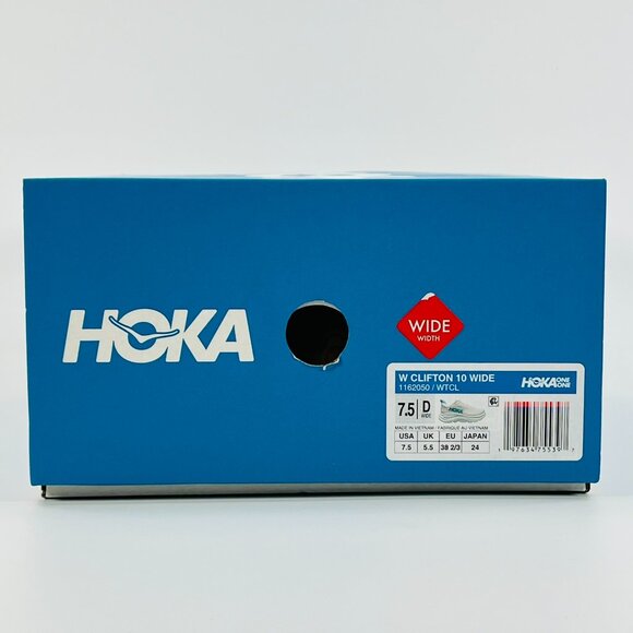 Hoka Women's Clifton 10 WIDE 'White Cielo Blue' 1162050-WTCL size 7.5 - Picture 8 of 8